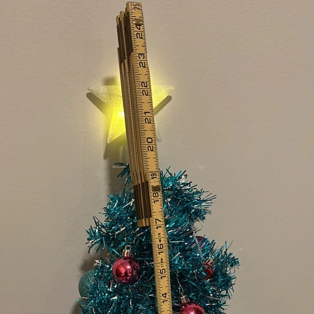 20” Festive Teal metallic Mini Christmas Tree with Star Topper and skirt
